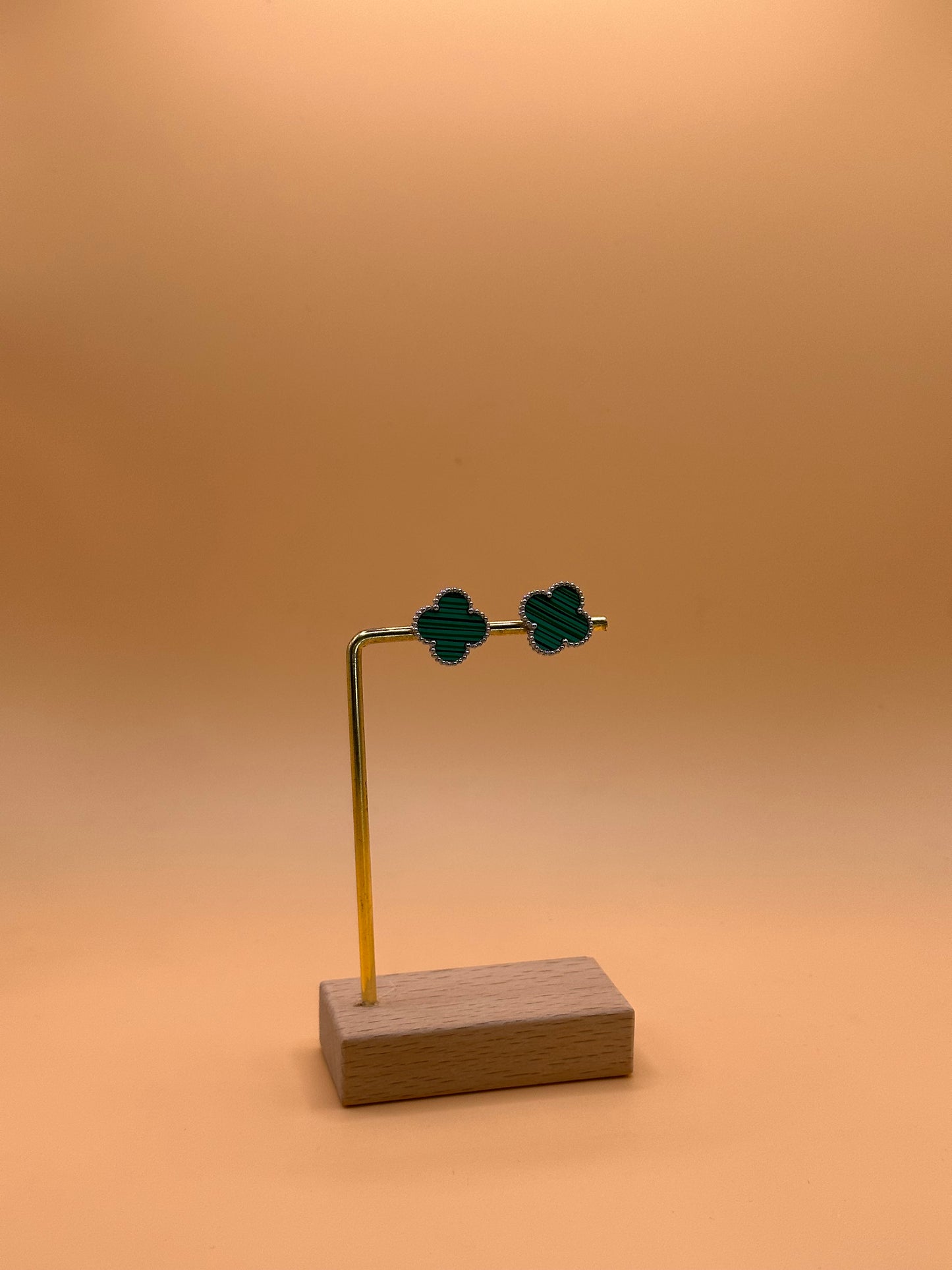 Klöver - Örhängen Grön (Silver)