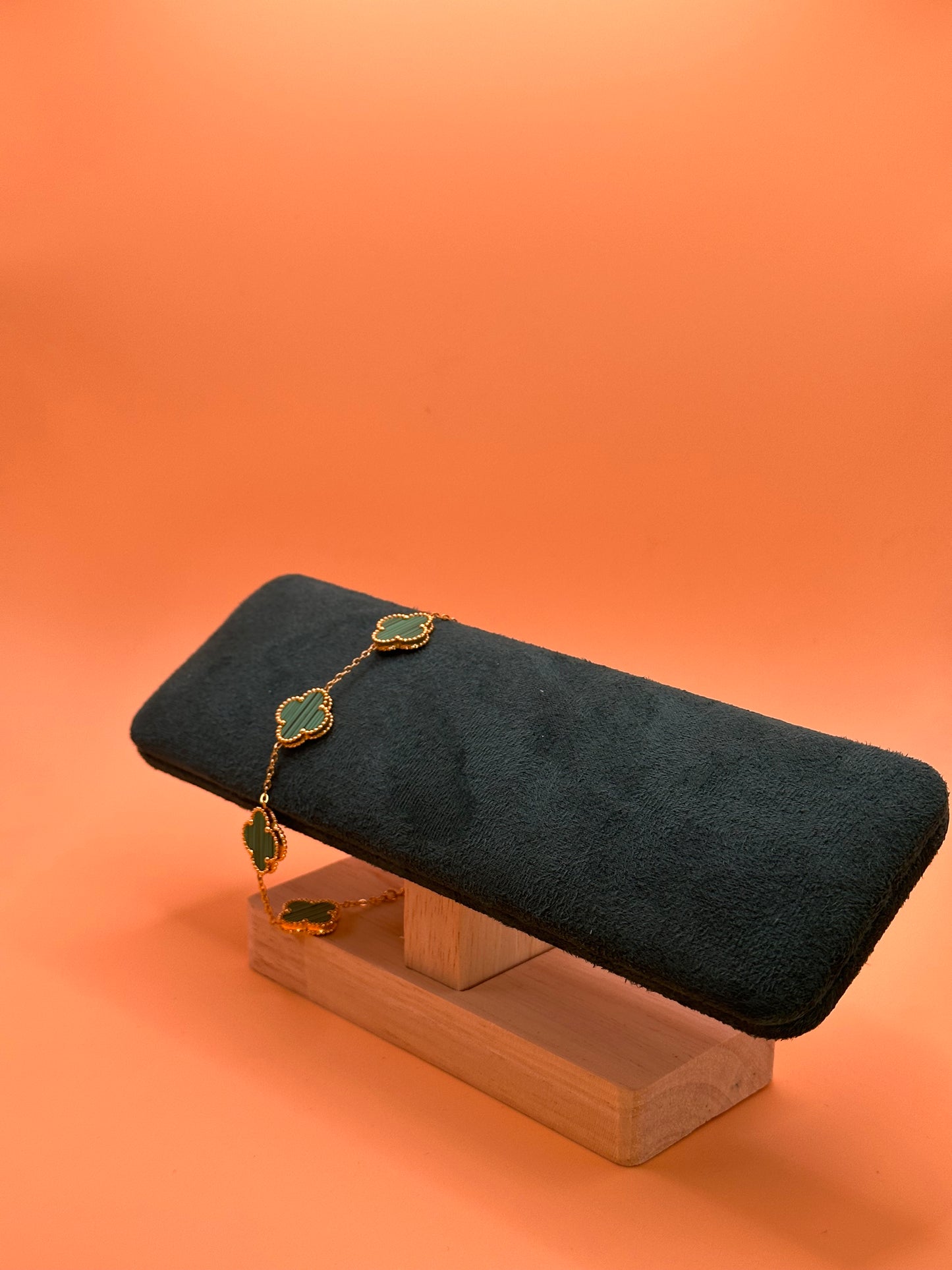 Klöver - Armband Grön (Guld)