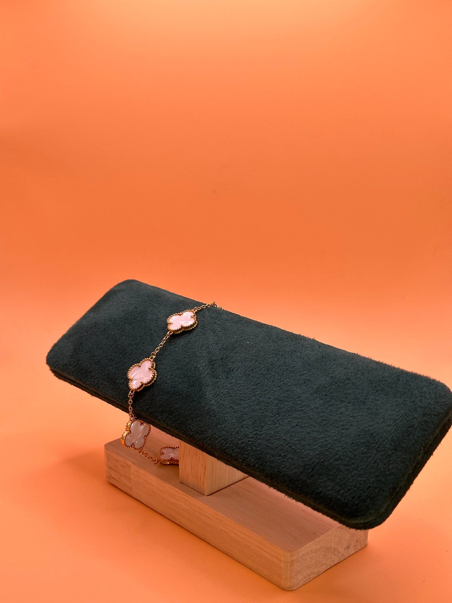 Klöver - Armband Vit (Guld)