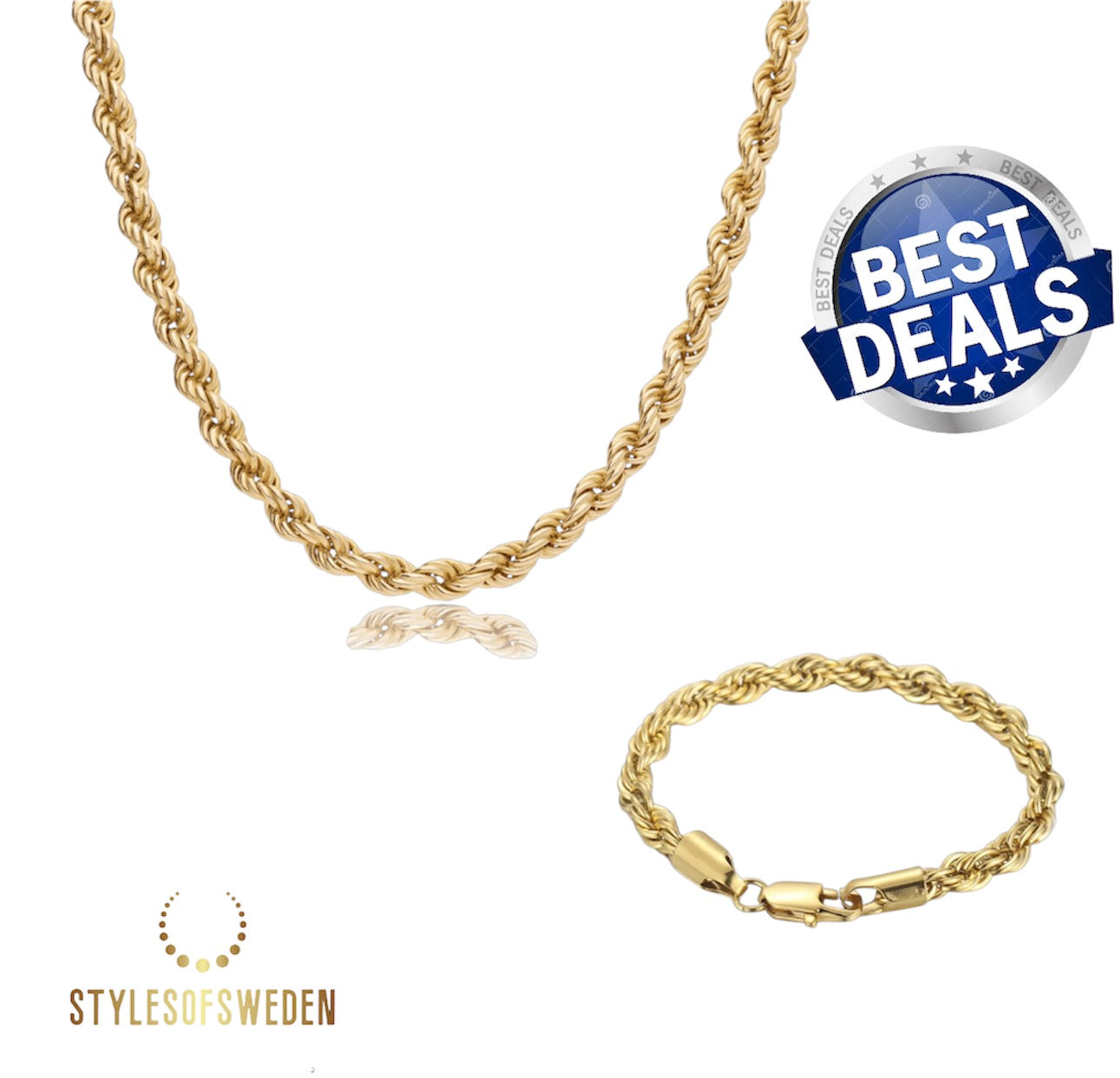 Cordell - Set halsband & armband 4mm Guld